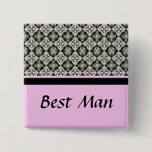 Badge Carré 5 Cm bouton de mariage en damas