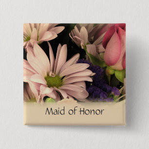 Badge Carré 5 Cm Bouton de mariage pour la domestique de l'honneur
