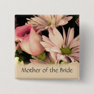 Badge Carré 5 Cm Bouton de mariage pour la mère de la jeune marié