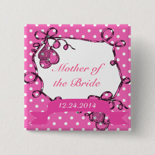 Badge Carré 5 Cm Bouton de mariage pour la mère de la mariée ou du