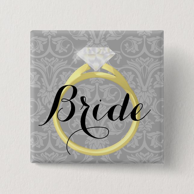 Badge Carré 5 Cm Bouton de mariée solitaire Ring Mariée (Devant)
