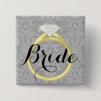 Badge Carré 5 Cm Bouton de mariée solitaire Ring Mariée