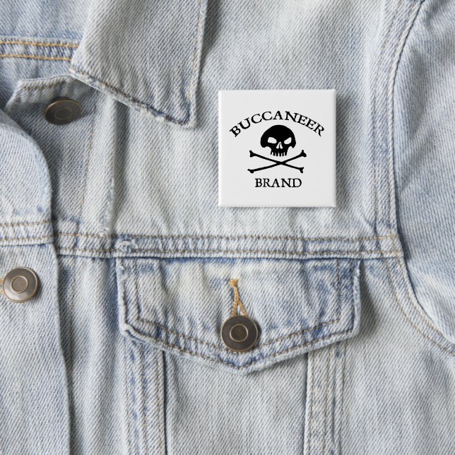Badge Carré 5 Cm Bouton de marque Buccaneer (En situation)