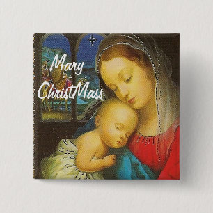Badge Carré 5 Cm Bouton de Mary ChristMass