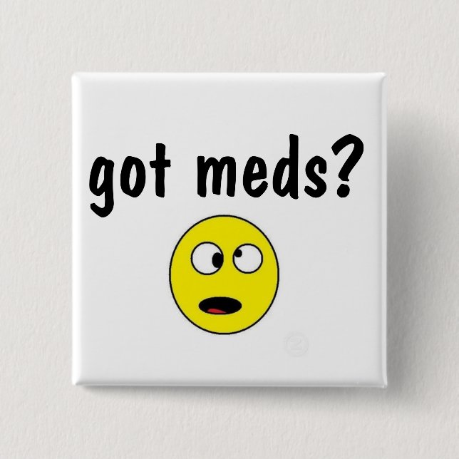 Badge Carré 5 Cm Bouton de médicament (Devant)