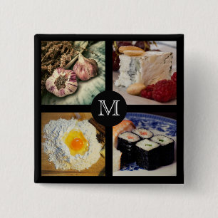 Badge Carré 5 Cm Bouton de monogramme personnalisé de pied de page 