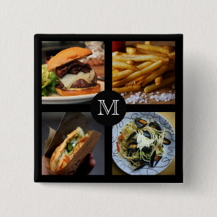 Badge Carré 5 Cm Bouton de monogramme personnalisé de pied de page