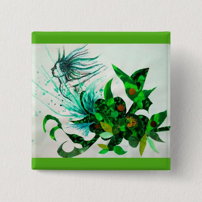 Badge Carré 5 Cm Bouton de montée subite (Devant)