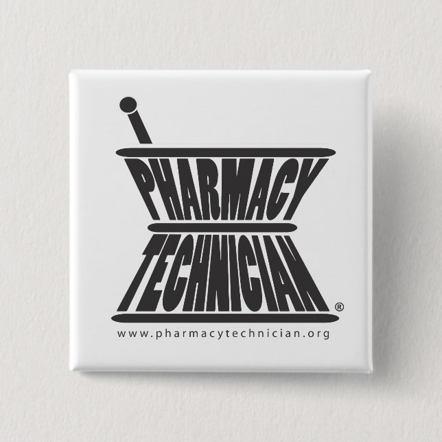 Badge Carré 5 Cm Bouton de mortier et de pilon (Devant)