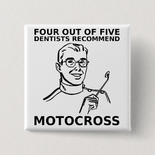 Badge Carré 5 Cm Bouton de moto cross tout-terrain de 4 dentistes s