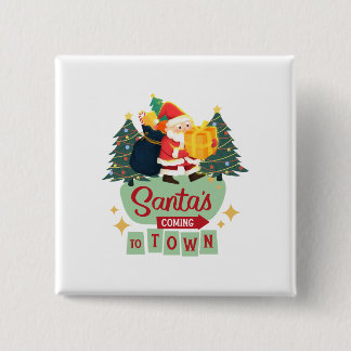 Badge Carré 5 Cm Bouton de Noël