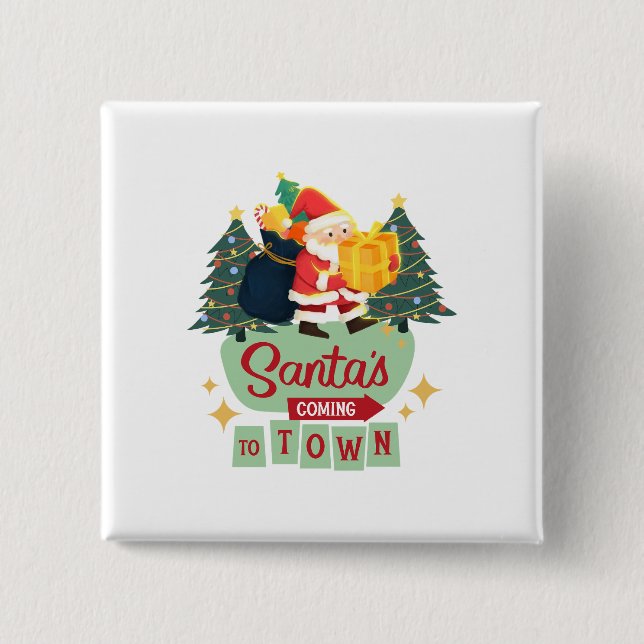 Badge Carré 5 Cm Bouton de Noël (Devant)