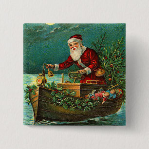 Badge Carré 5 Cm Bouton de Noël de Père Noël d'Allemand
