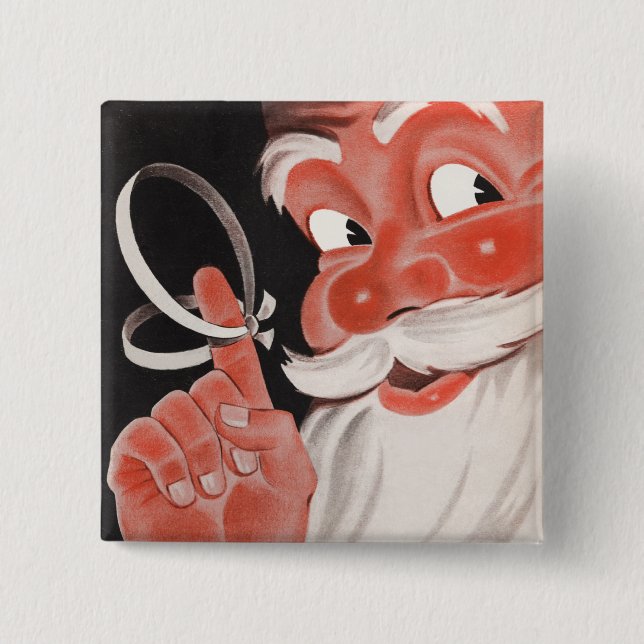 Badge Carré 5 Cm Bouton de Noël rétro (Devant)
