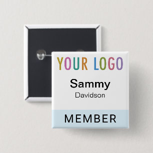Badge Carré 5 Cm Bouton de nom avec épingle de sécurité Logo du clu