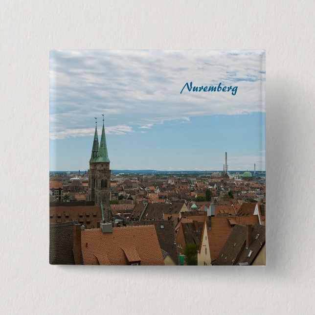 Badge Carré 5 Cm Bouton de Nuremberg (Devant)