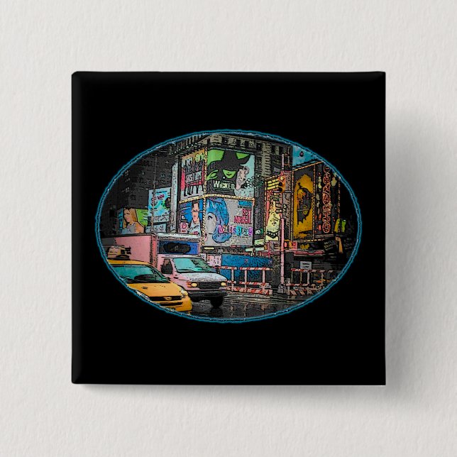 Badge Carré 5 Cm Bouton de panneaux-réclame de Times Square (Devant)