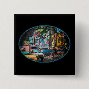 Badge Carré 5 Cm Bouton de panneaux-réclame de Times Square
