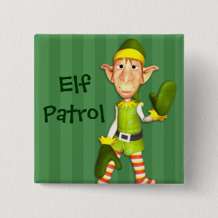 Badge Carré 5 Cm Bouton de patrouille d'Elf de Noël