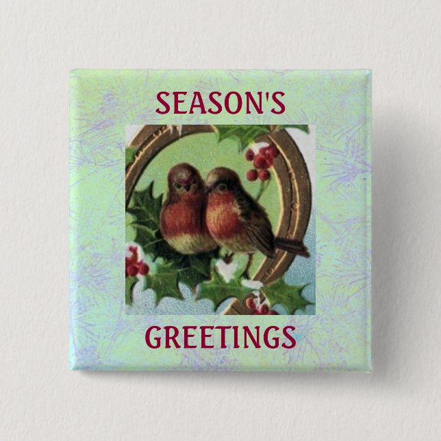 Badge Carré 5 Cm Bouton de perruches de vacances (Devant)