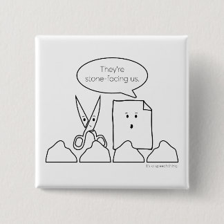 Badge Carré 5 Cm bouton de Pierre-visage