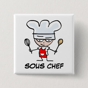Badge Carré 5 Cm Bouton de pinback de chef de Sous