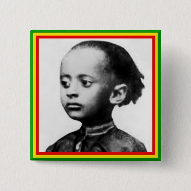 Badge Carré 5 Cm Bouton de Pinback d'insigne de Rastafari Lij (Devant)