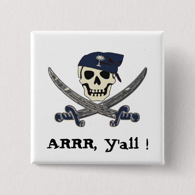 Badge Carré 5 Cm Bouton de pirate de la Caroline (Devant)