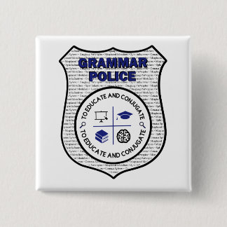 Badge Carré 5 Cm Bouton de police de grammaire