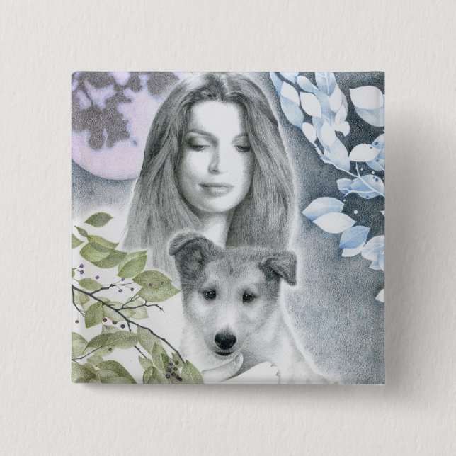 Badge Carré 5 Cm Bouton "de pont d'esprit" (Devant)