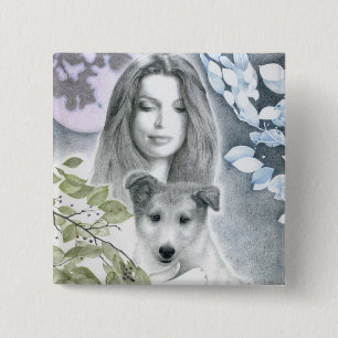 Badge Carré 5 Cm Bouton "de pont d'esprit"