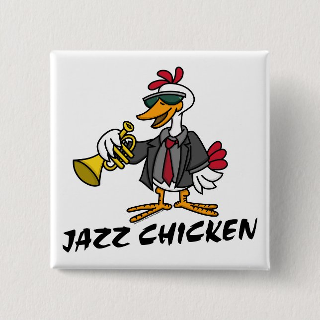 Badge Carré 5 Cm Bouton de poulet de jazz (Devant)