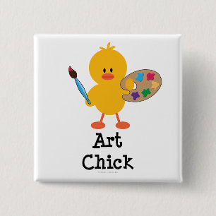 Badge Carré 5 Cm Bouton de poussin d'art