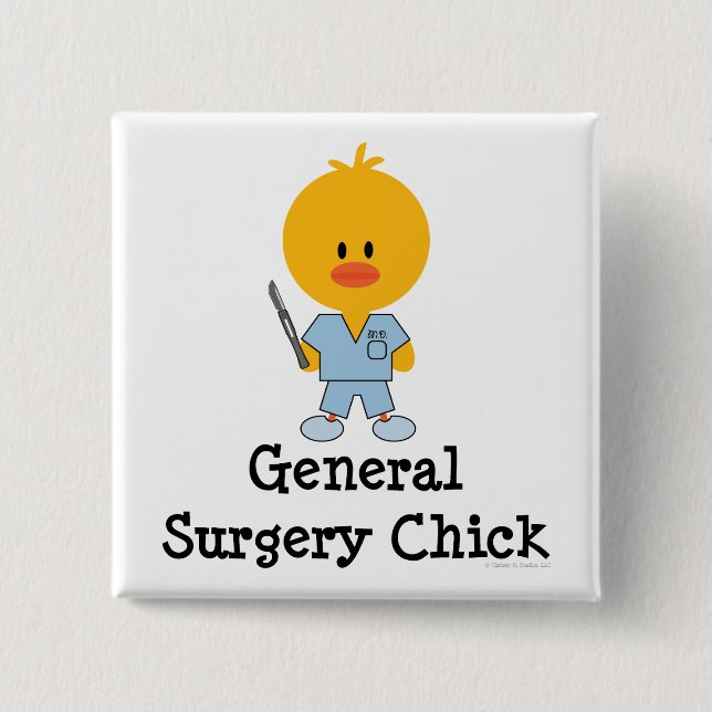 Badge Carré 5 Cm Bouton de poussin de chirurgie générale (Devant)