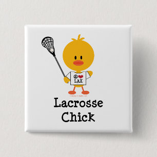 Badge Carré 5 Cm Bouton de poussin de lacrosse