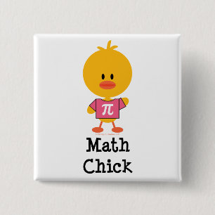 Badge Carré 5 Cm Bouton de poussin de maths