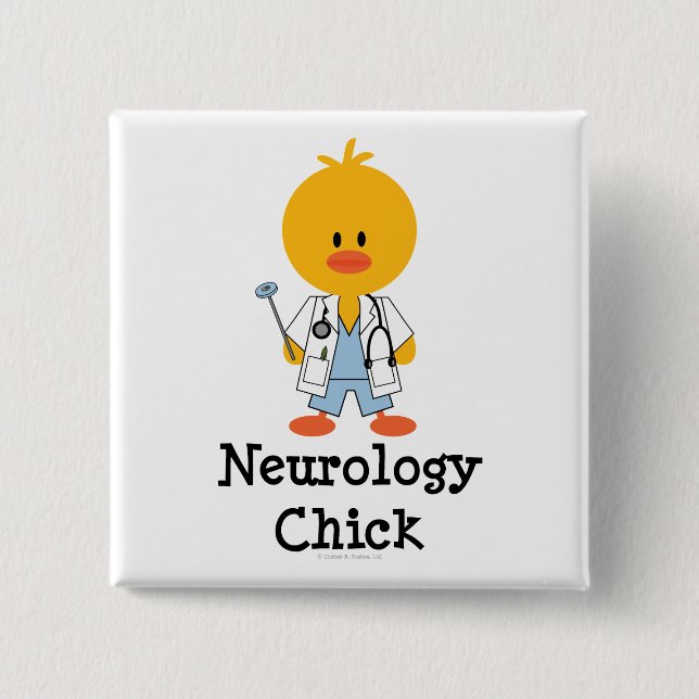 Badge Carré 5 Cm Bouton de poussin de neurologie (Devant)
