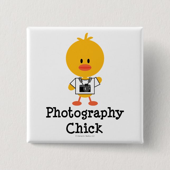 Badge Carré 5 Cm Bouton de poussin de photographie (Devant)