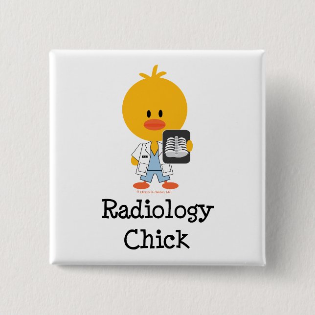 Badge Carré 5 Cm Bouton de poussin de radiologie (Devant)