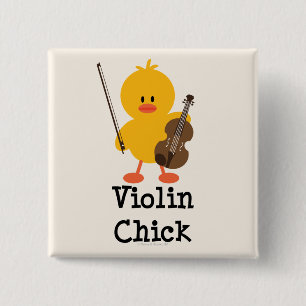 Badge Carré 5 Cm Bouton de poussin de violon