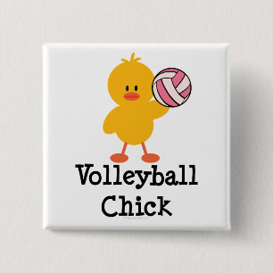 Badge Carré 5 Cm Bouton de poussin de volleyball