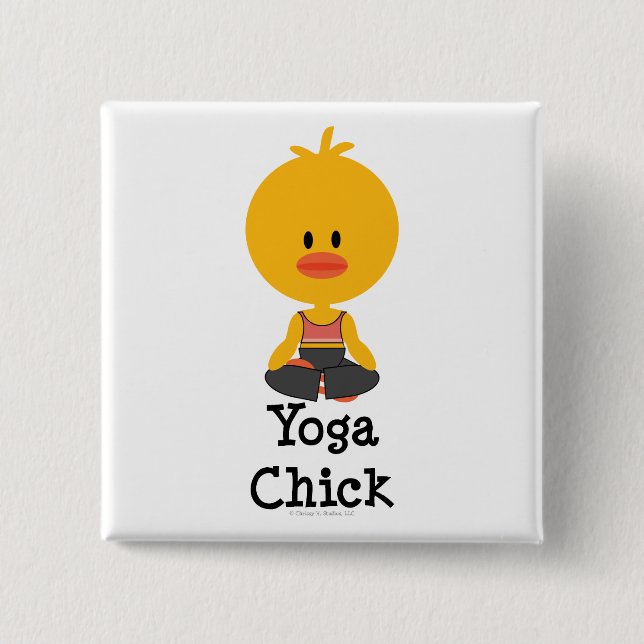 Badge Carré 5 Cm Bouton de poussin de yoga (Devant)