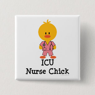 Badge Carré 5 Cm Bouton de poussin d'infirmière d'ICU