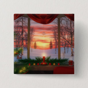 Badge Carré 5 Cm Bouton de printemps du ciel