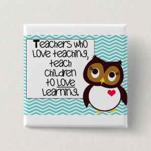 Badge Carré 5 Cm Bouton de professeur de hibou
