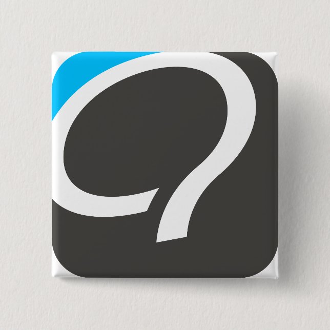 Badge Carré 5 Cm Bouton de Q - bleu (Devant)