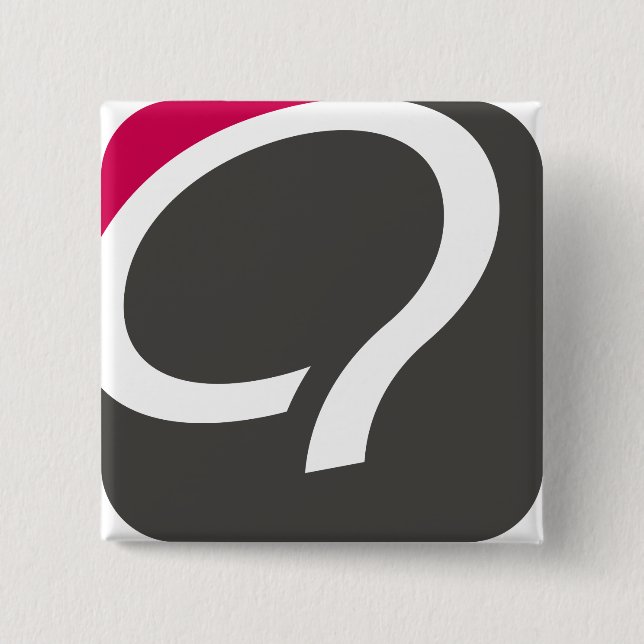 Badge Carré 5 Cm Bouton de Q - framboise (Devant)