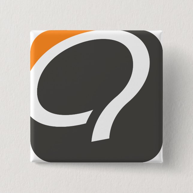 Badge Carré 5 Cm Bouton de Q - orange (Devant)