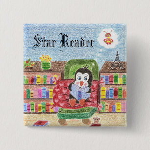 Badge Carré 5 Cm Bouton de récompense de pingouin