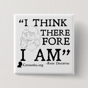 Badge Carré 5 Cm Bouton de Rene Descartes Cogito